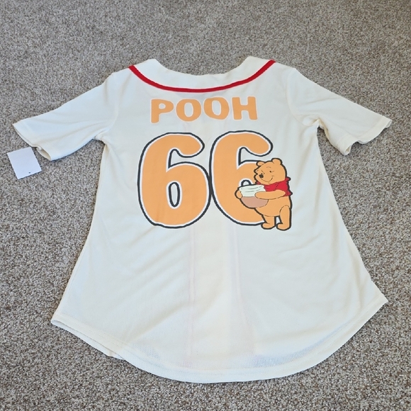 Disney Winnie The Pooh Baseball Jersey Cream and Red Shirt - Picture 5 of 6